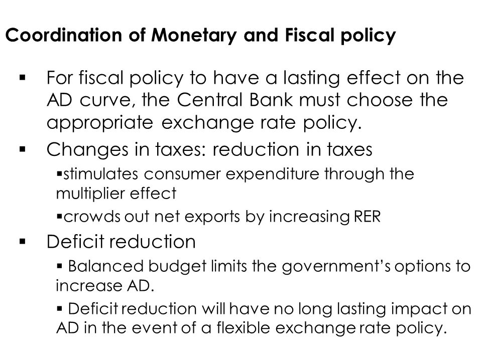Coordination of Monetary and Fiscal policy