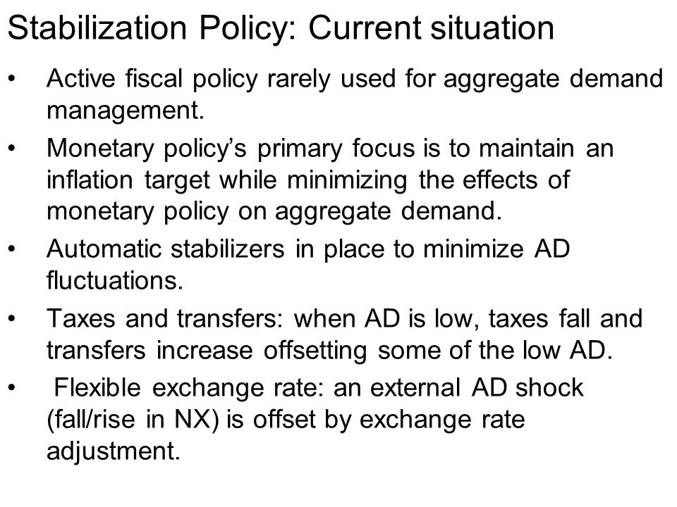 Stabilization Policy: Current situation