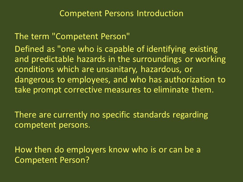 Competent Person Program Applied to Fall Protection: - ppt download