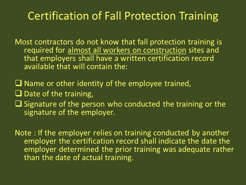 Fall Protection Certification