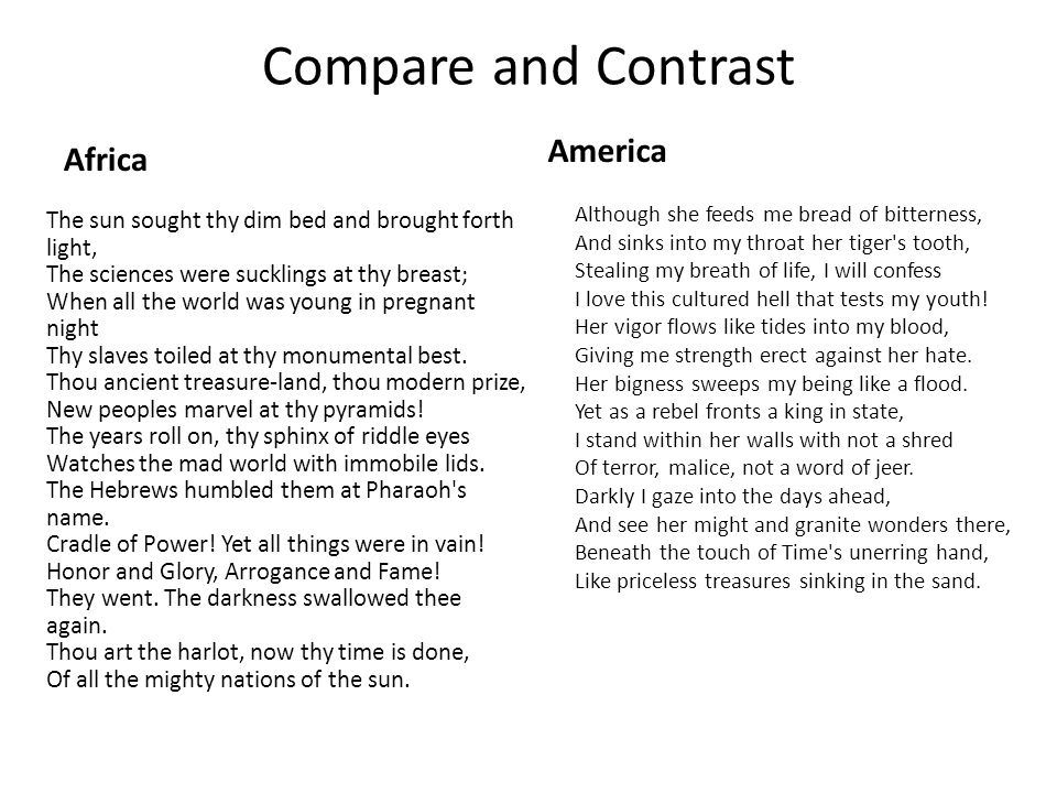 Compare and Contrast America Africa