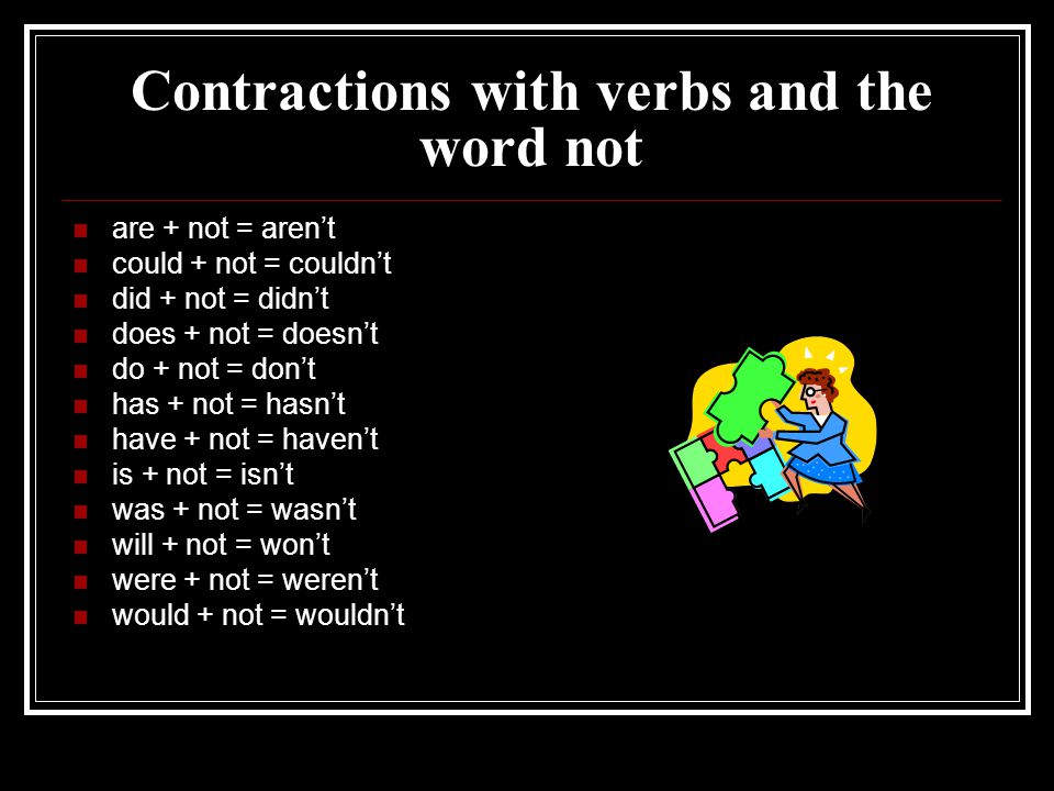 Contractions with verbs and the word not
