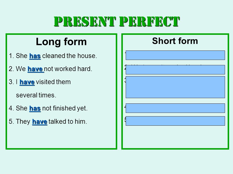 1 the perfect tense forms. Present perfect отрицание правило. Present perfect form. Краткая форма презент Перфект. The perfect present.