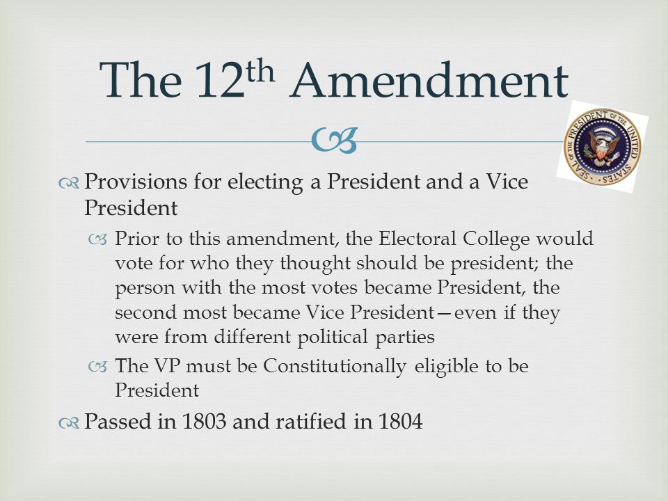 The 12th Amendment Explained 