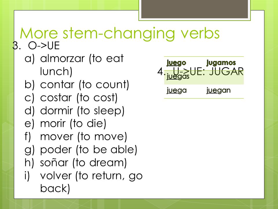 More stem-changing verbs