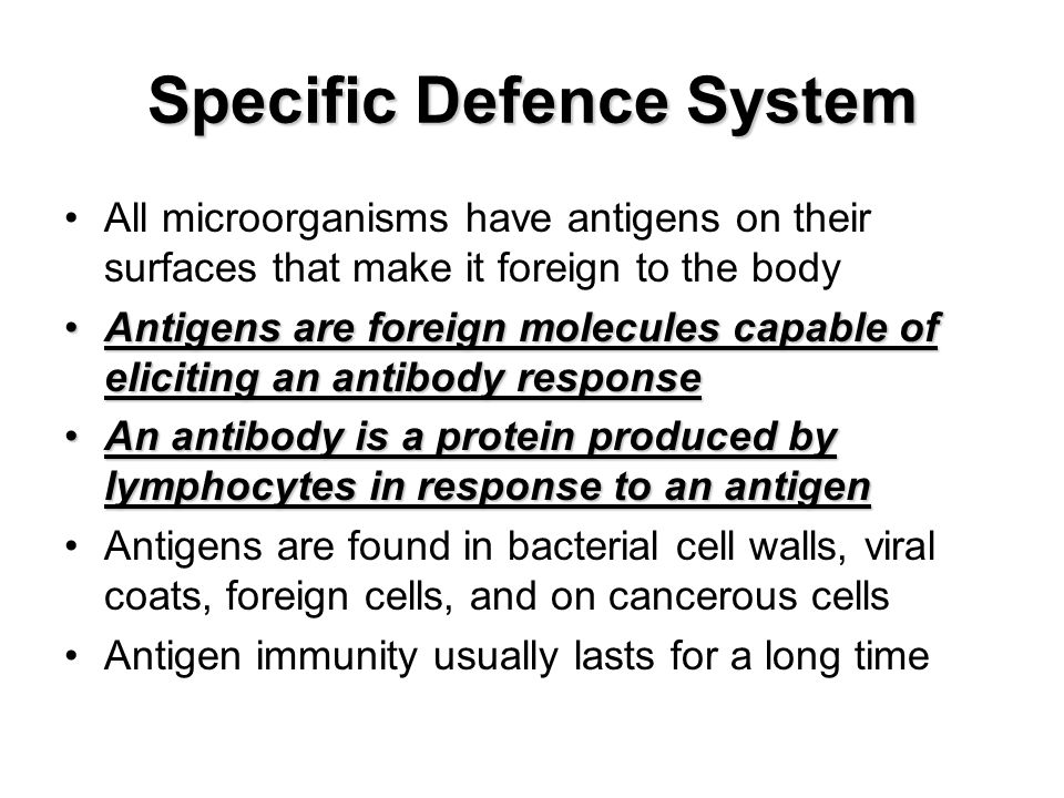 Specific Defence System