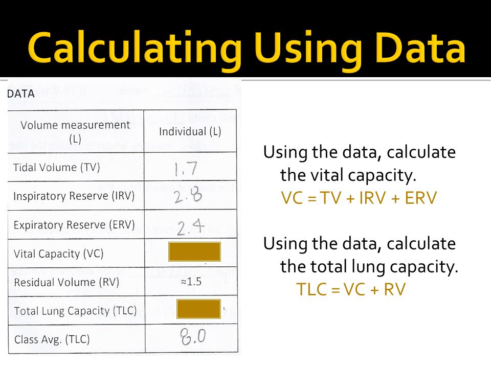 Vital capacity calculation