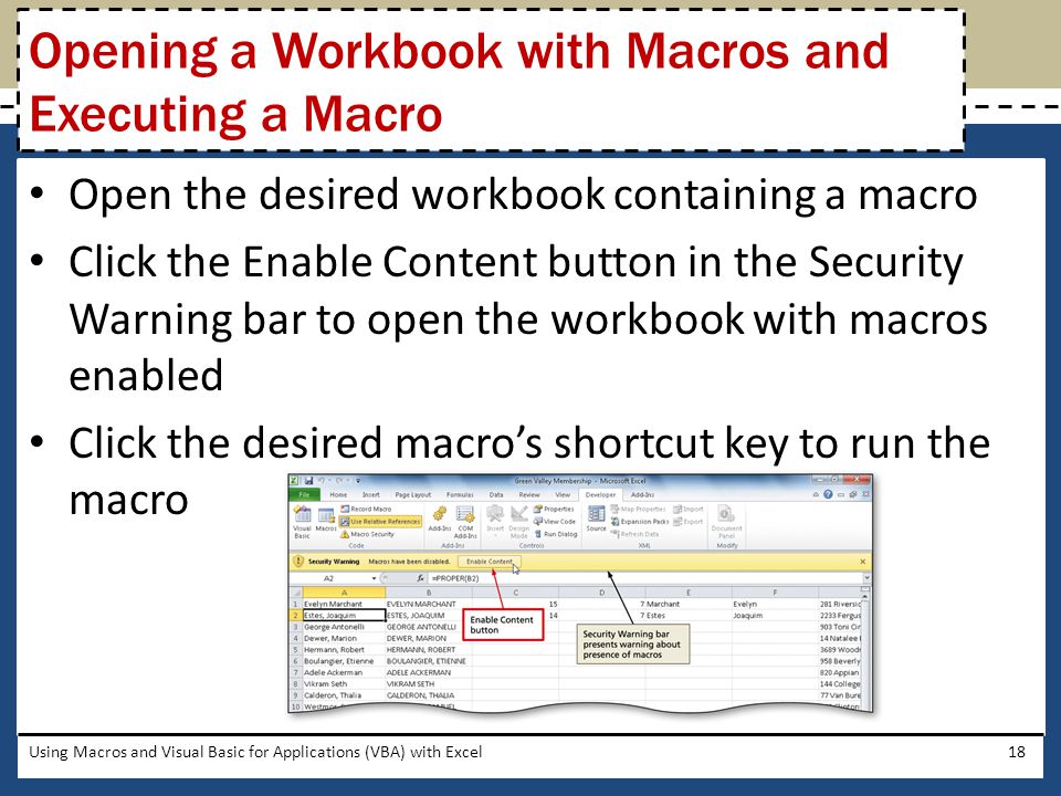 Opening a Workbook with Macros and Executing a Macro