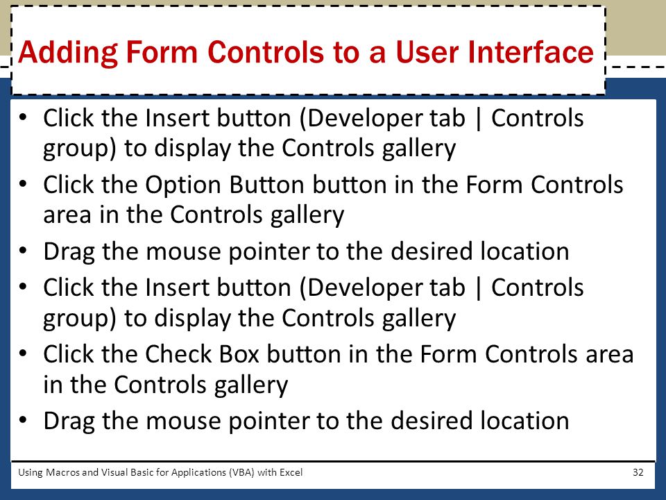 Adding Form Controls to a User Interface