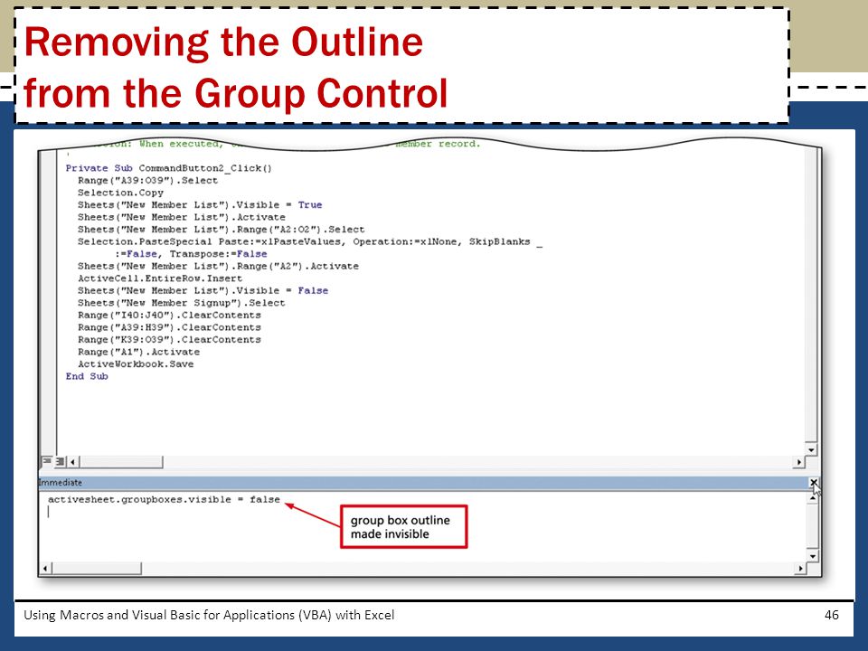 Removing the Outline from the Group Control
