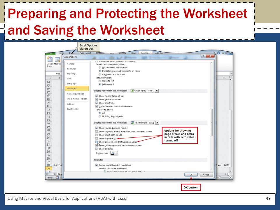 Preparing and Protecting the Worksheet and Saving the Worksheet