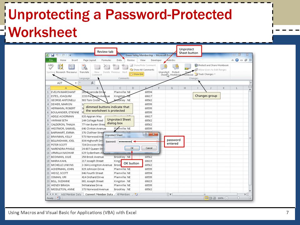 Unprotecting a Password-Protected Worksheet