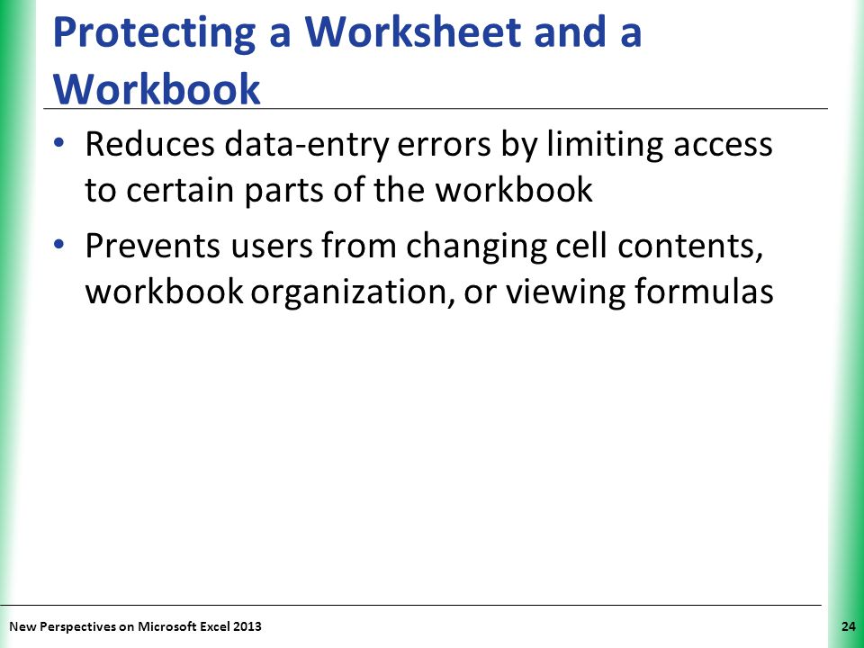 Protecting a Worksheet and a Workbook