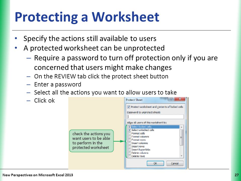 Protecting a Worksheet