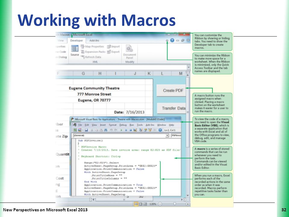 Working with Macros New Perspectives on Microsoft Excel 2013