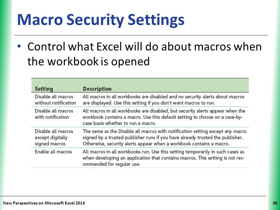 Macro Security Settings