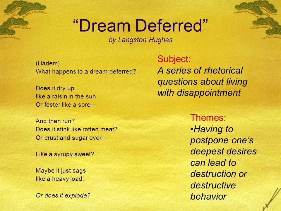 Dream Deferred by Langston Hughes