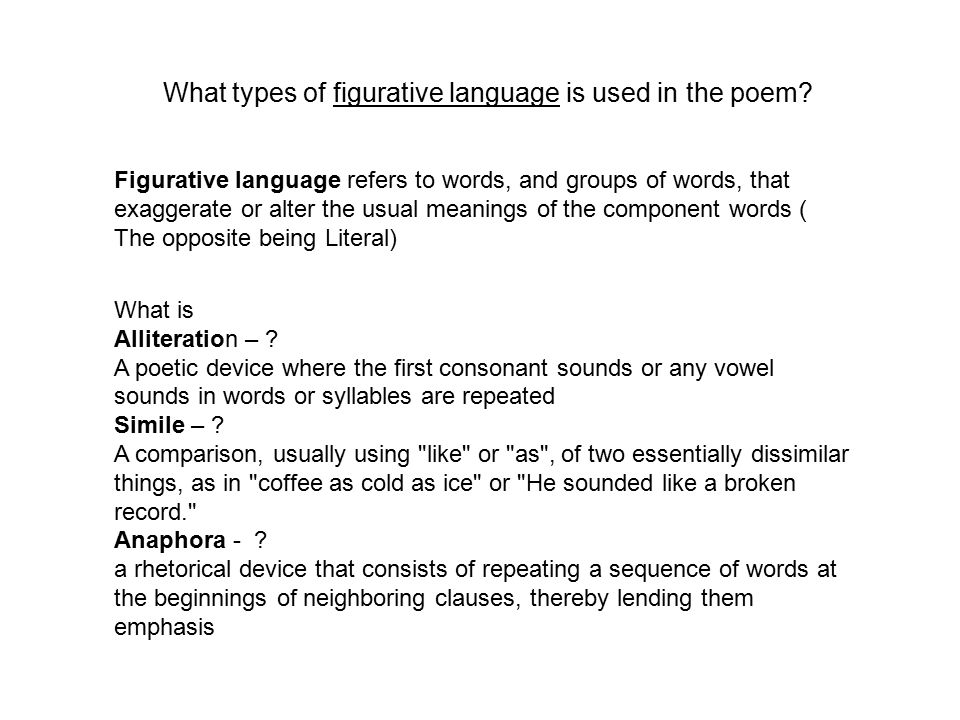 What types of figurative language is used in the poem