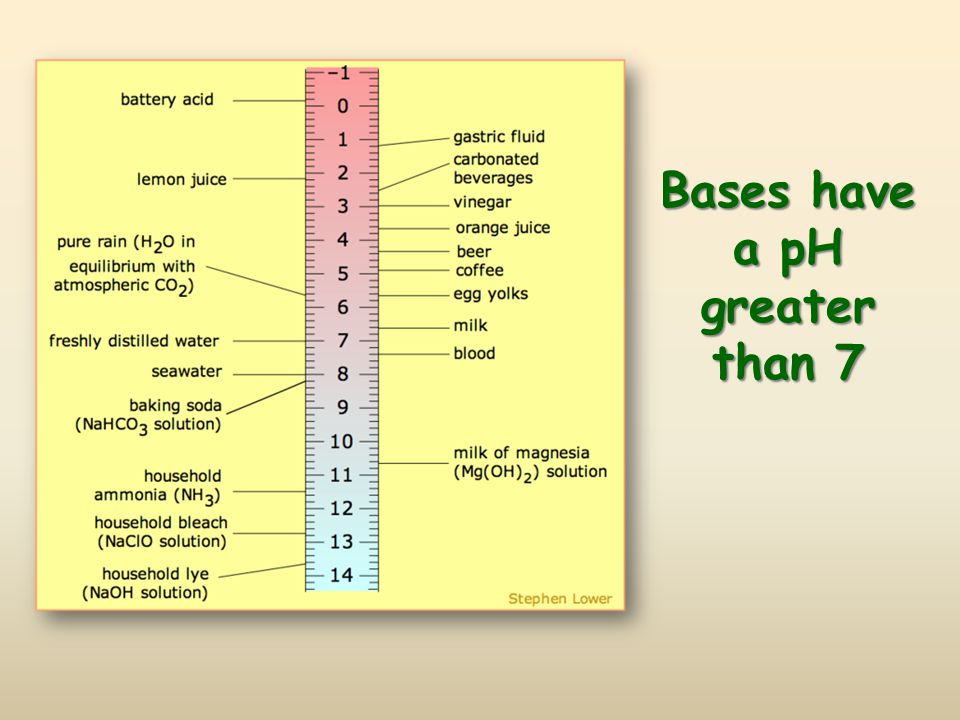 Bases have a pH greater than 7
