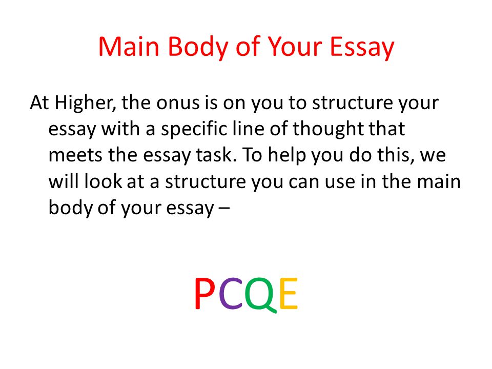 PCQE Main Body of Your Essay