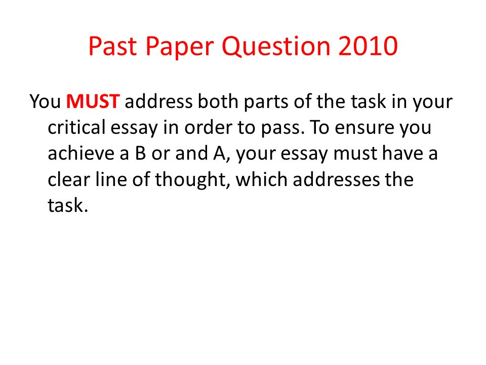 Past Paper Question 2010
