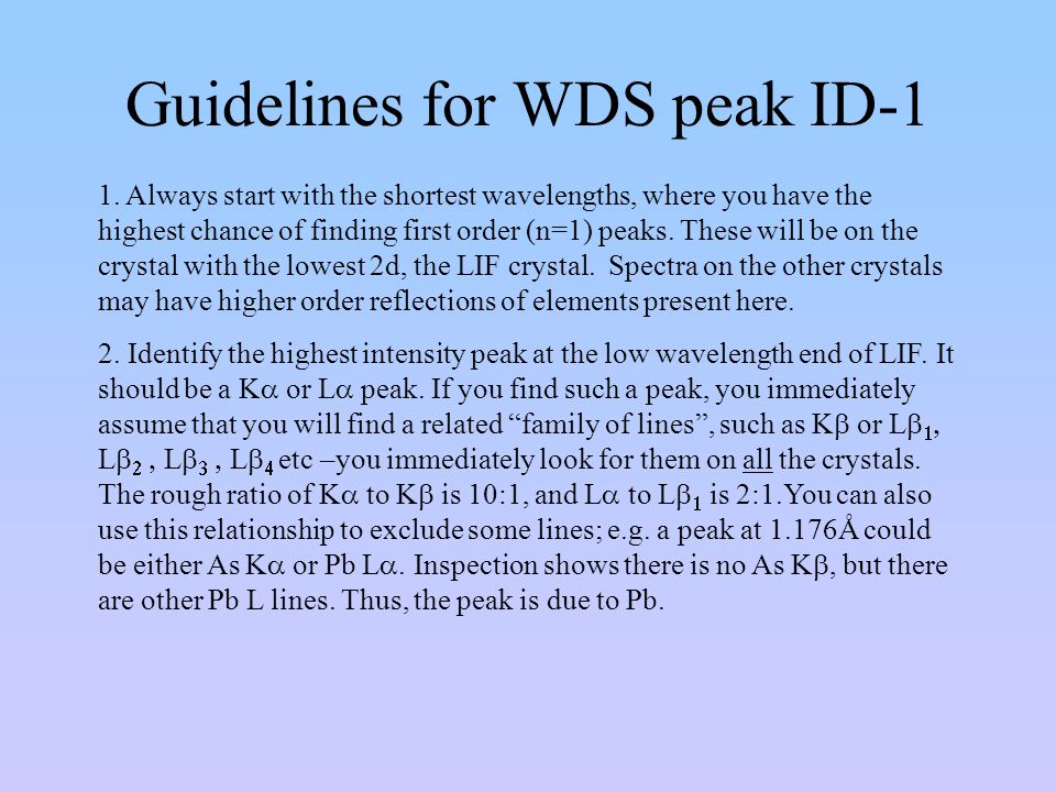 Guidelines for WDS peak ID-1