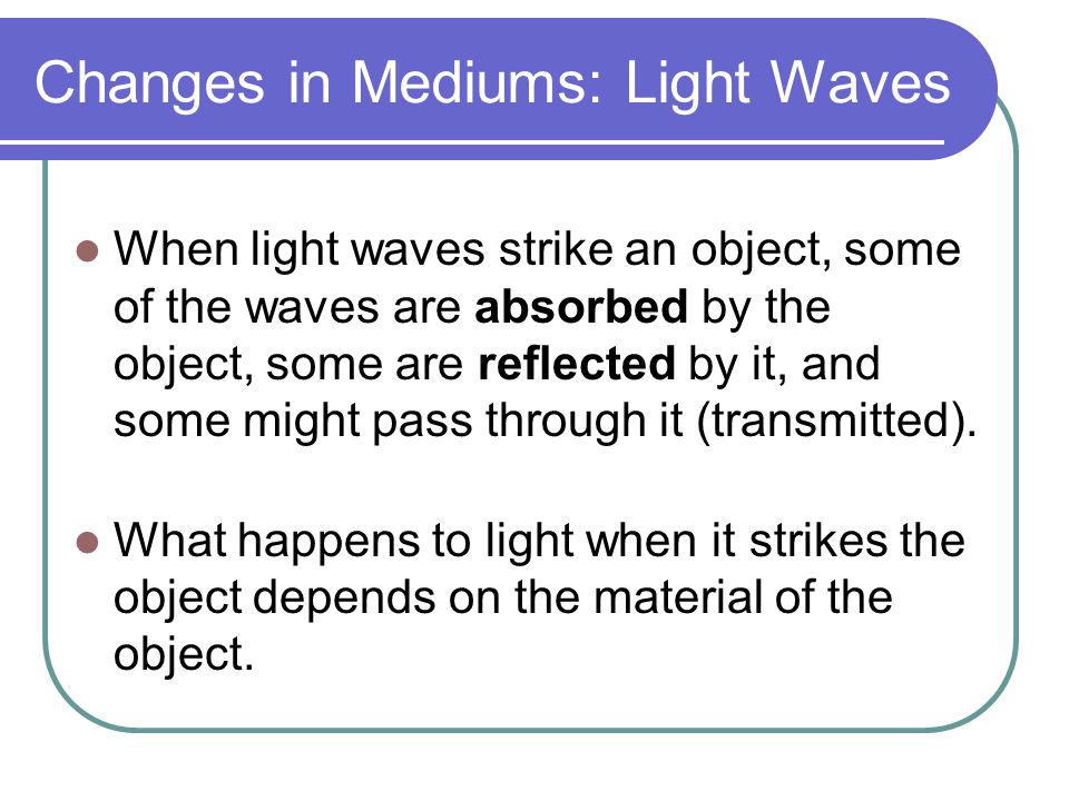 Changes in Mediums: Light Waves