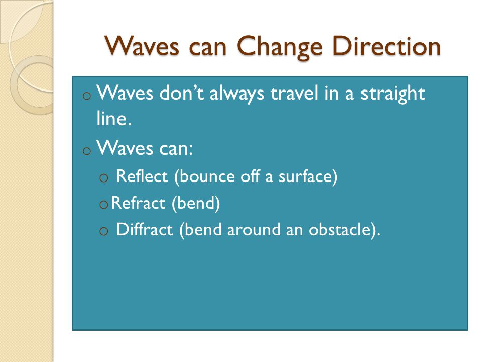 Waves can Change Direction