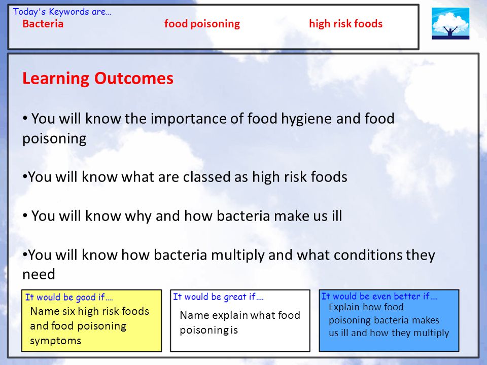 Bacteria food poisoning high risk foods