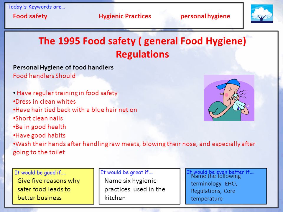 The 1995 Food safety ( general Food Hygiene) Regulations