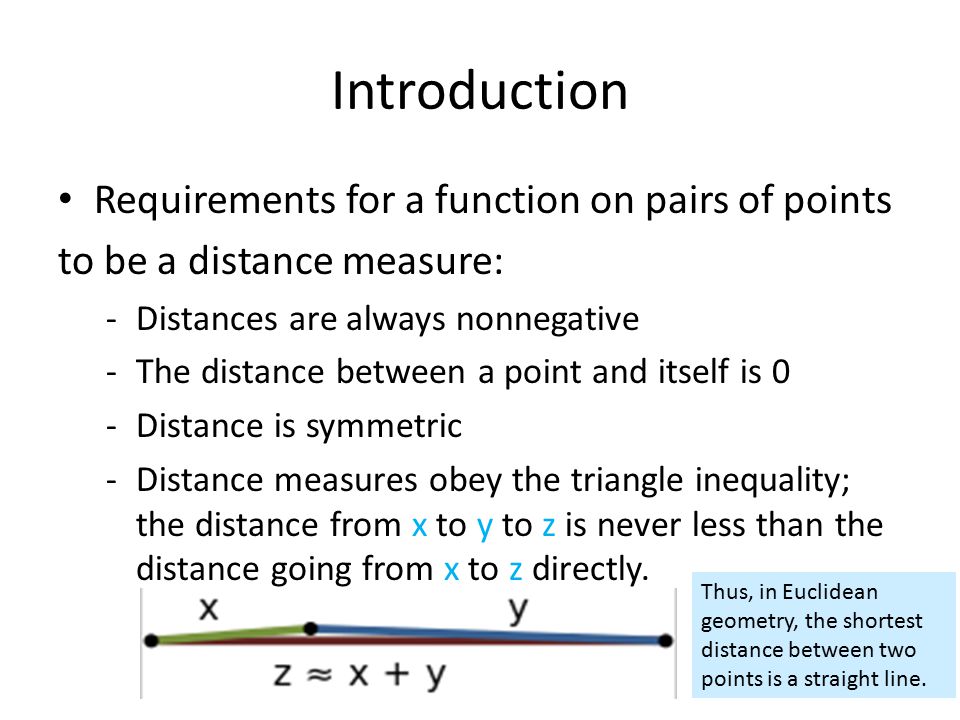 Introduction Requirements for a function on pairs of points