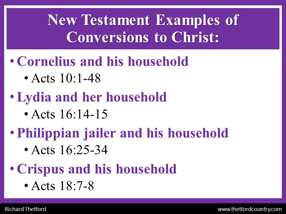 New Testament Examples of Conversions to Christ: