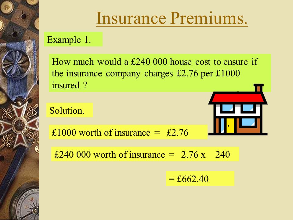 Insurance Premiums. Example 1.