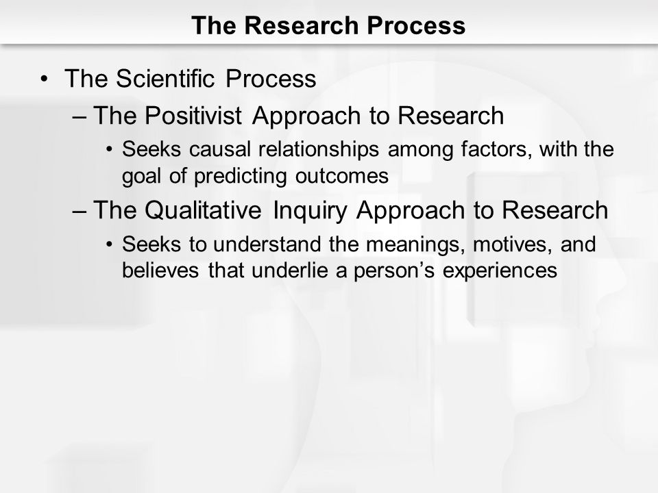 The Scientific Process The Positivist Approach to Research