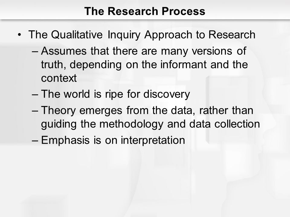 The Research Process The Qualitative Inquiry Approach to Research.