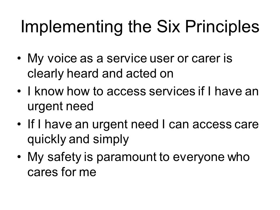 Implementing the Six Principles