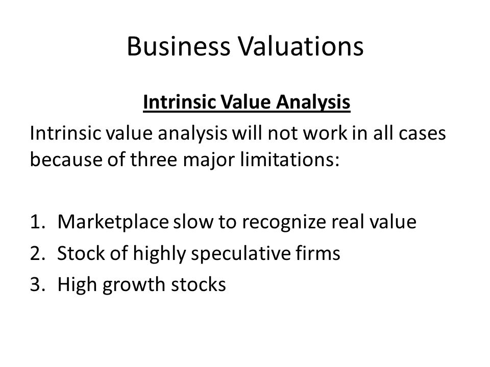 Business Valuations Intrinsic Value Analysis