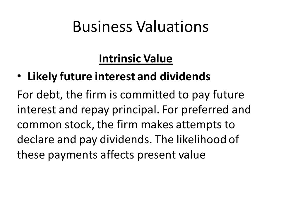 Business Valuations Intrinsic Value