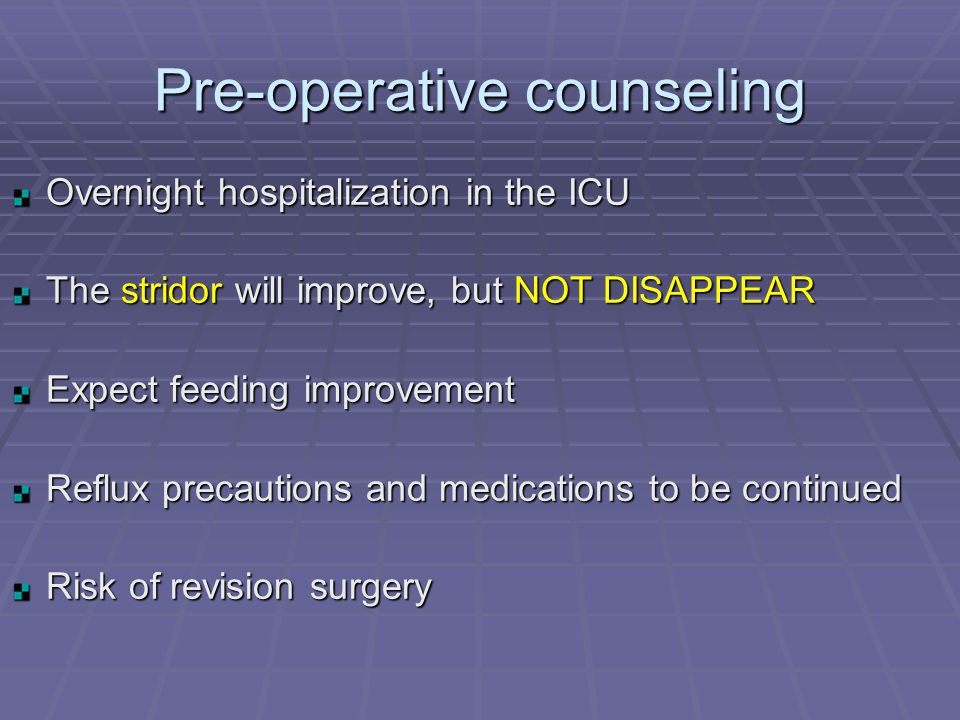 Pre-operative counseling