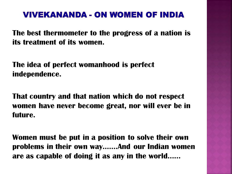 Vivekananda - on women oF India