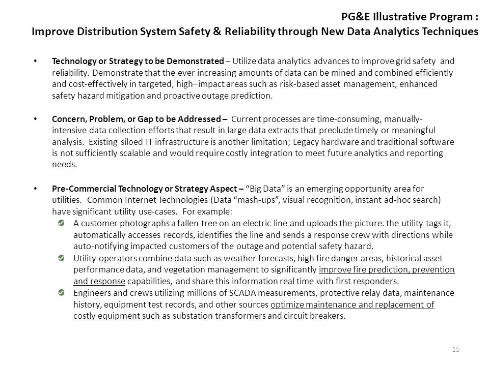 PG&E Illustrative Program: Improve Distribution System Safety & Reliability through New Data Analytics Techniques