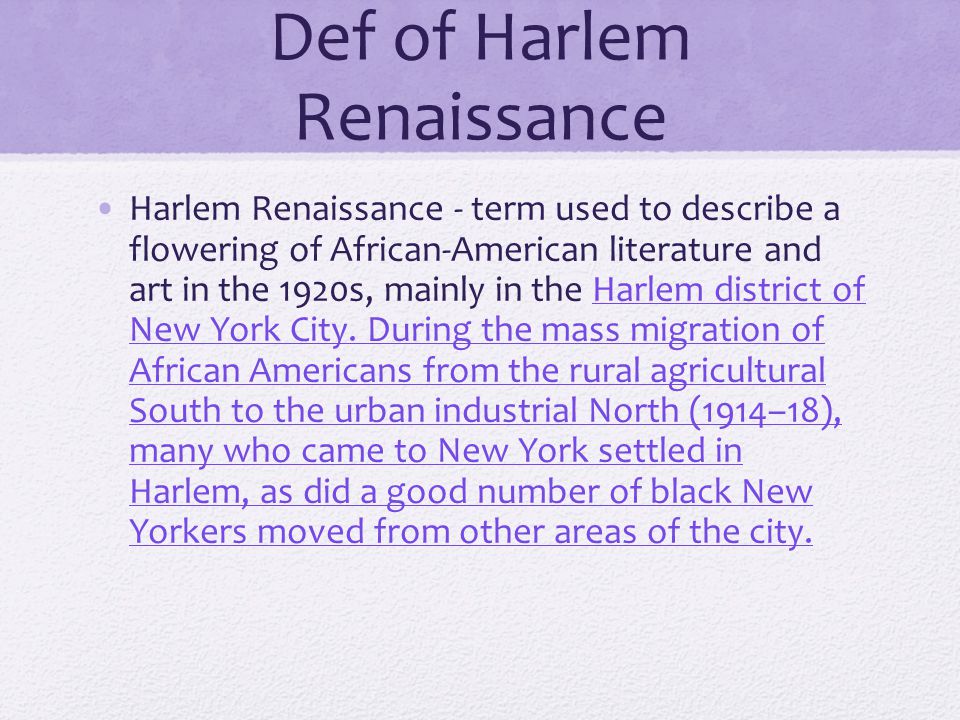 Def of Harlem Renaissance