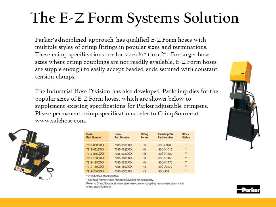 Parker Industrial Hose Division S E Z Form Hose Cat Presentation