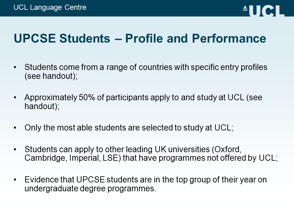 UPCSE Students – Profile and Performance