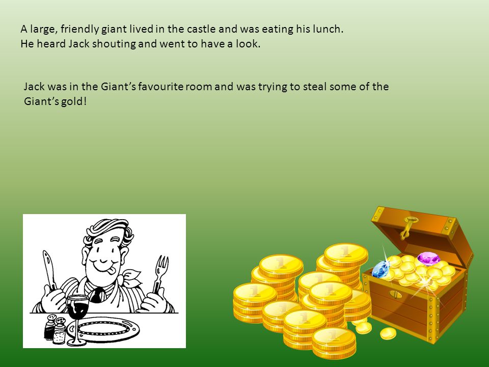 A large, friendly giant lived in the castle and was eating his lunch.