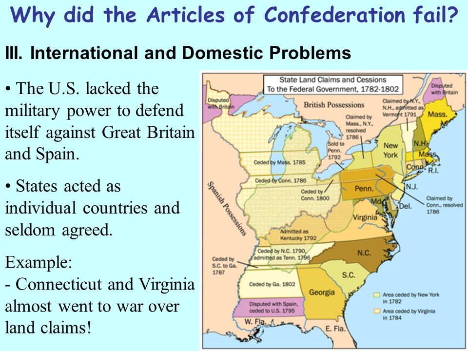 Why did the Articles of Confederation fail