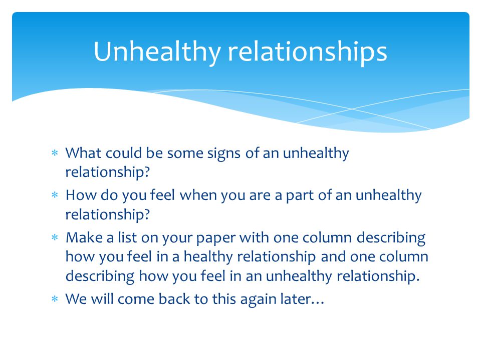 Unhealthy relationships