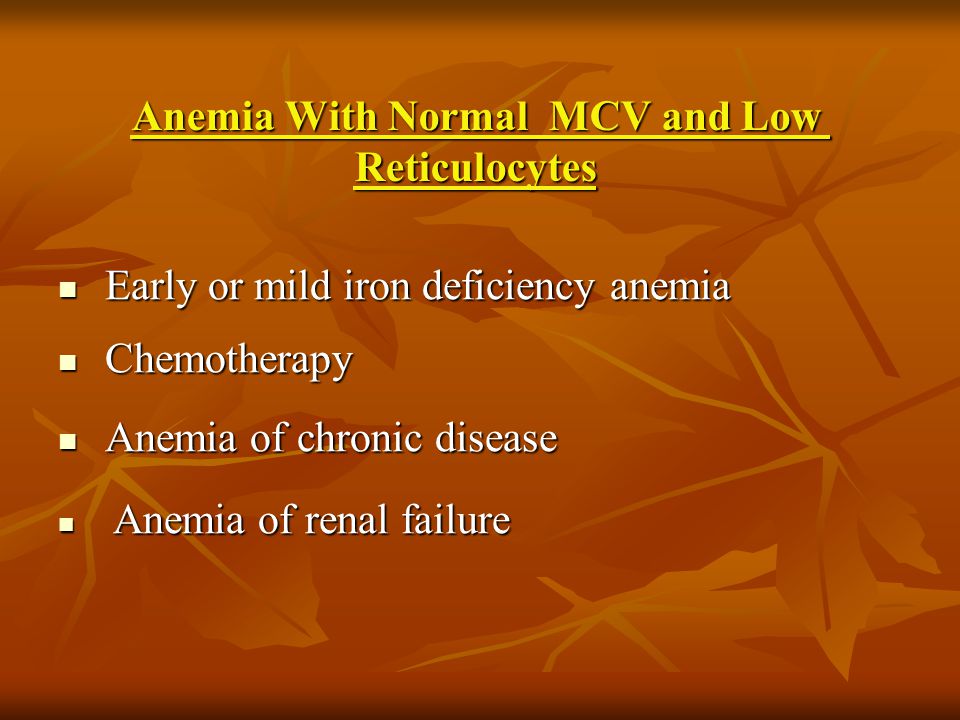 Anemia With Normal MCV and Low Reticulocytes