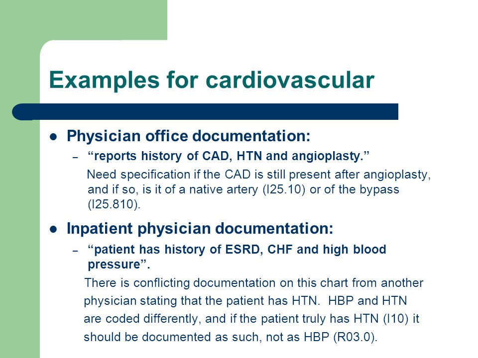 Examples for cardiovascular