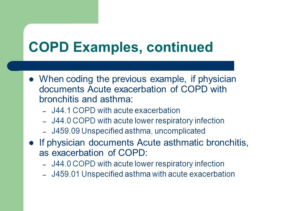 COPD Examples, continued